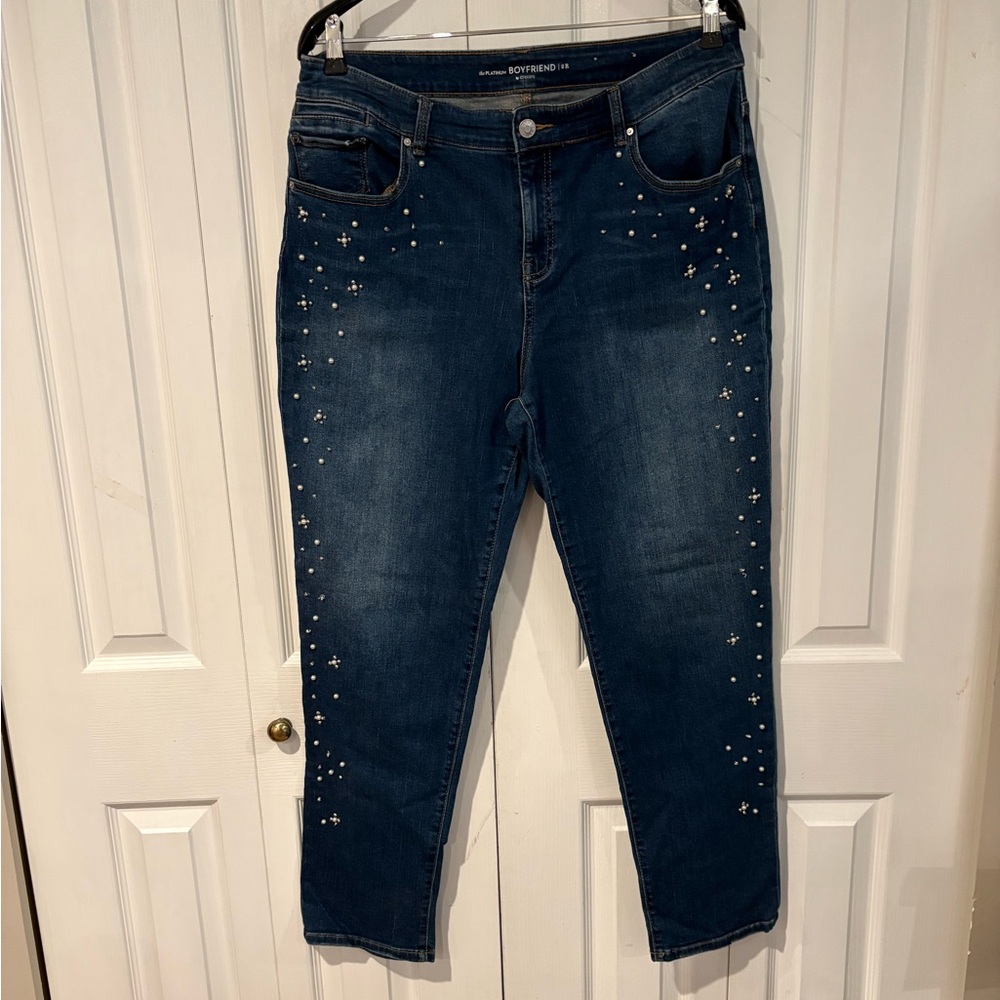 Chico's Dark Blue Embellished Jeans